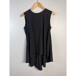 Scanlan & Theodore Silk Black Sleeveless Asymmetrical Hem Layered Top Size 8